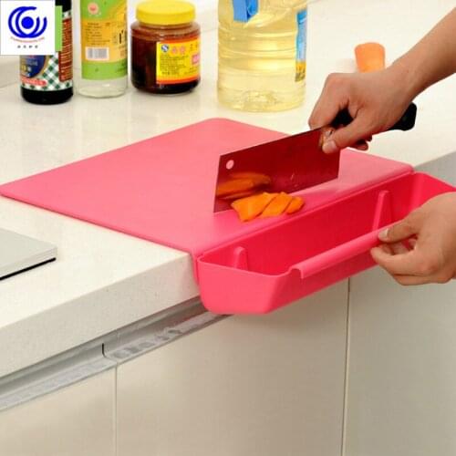 2 in 1 candy color kitchen chopping board vegetable fruit slot cutting plastic thickening 4 colors stuff storage basket
