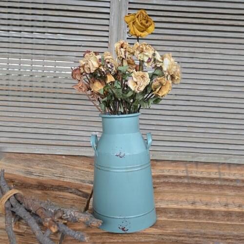 Retro Metal Tin Milk Can Flower Vase Vintage Style