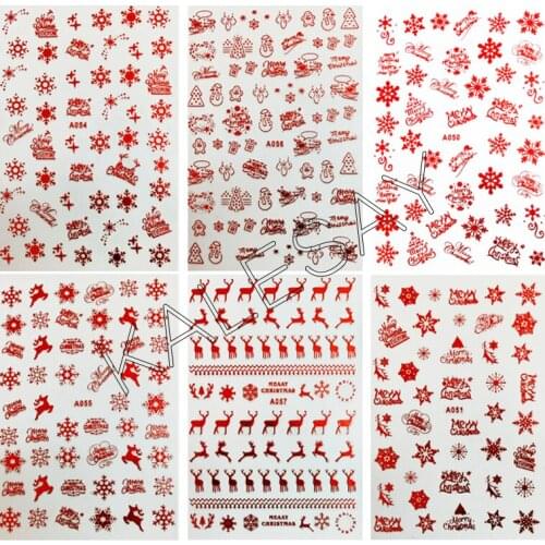 Merry Christmas Red Nail Art Sticker Dream Color Nail Sticker for Decal Gold Silver Manicure Back Glue Nail Decals Designer Foil
