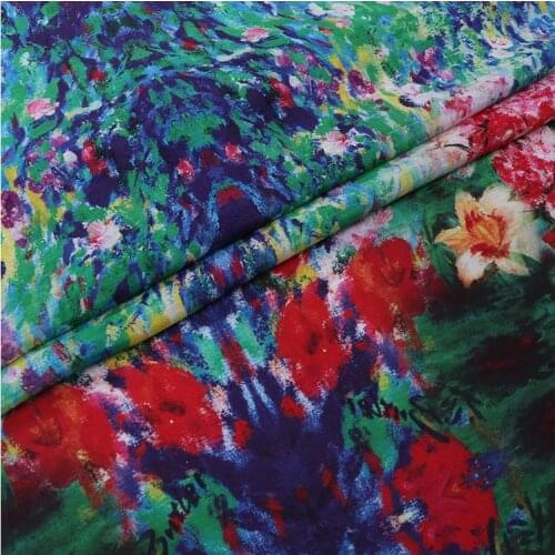 Wide Positioning Printing Silk And Linen Fabric Summer Mulberry Silk Clothing Dress Cheongsam Fabric