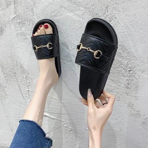 New Family Slippers Real Genuine Leather Sandals Original Outsole Lightweight Non-Slip Slides Top Quality Shoes Size 35-42