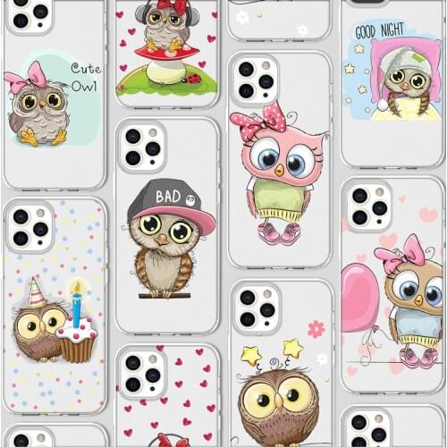 Animal Cute Funny Owl Case For Iphone 12 Case For iPhone 12 11 Pro XR 7 X XS Max mini 8 6 6S Plus 5 5S SE 2020 Silicone Cover
