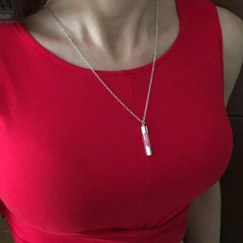 Glow in the dark Fluorescent Hourglass Metal Chain Glass Necklace