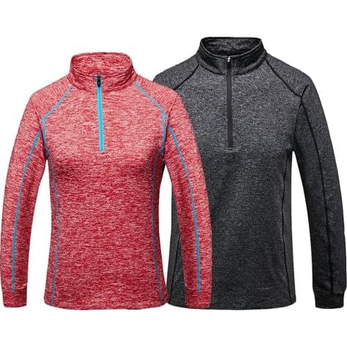 Spring/Fall Thermal Hiking Trekking Sports Sweater Men Women 1/4 Zipper Tops Breathable Quick Dry Gym Running T Shirt Pullover