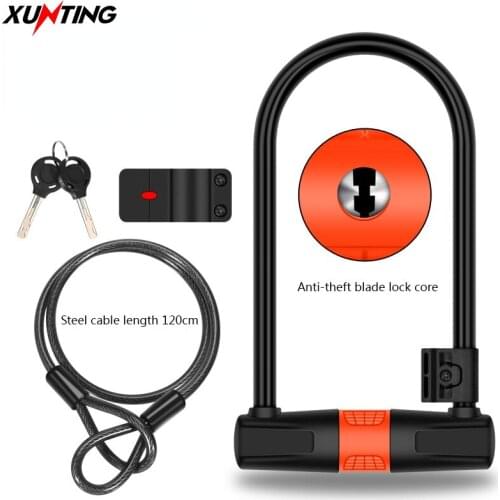 MTB Road Bike Bicycle Lock Cable Steel Anti-Theft U Shape Alloy Steel Lock Anti-theft Heavy Bicycle U-Locks Bicycle Tool