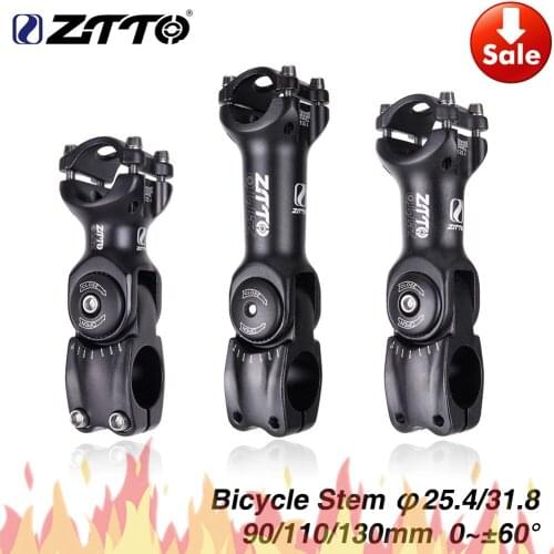 ZTTO Bicycle Parts MTB Road City Bike Bicycle Adjustable Stem 31.8mm 25.4mm 60 Riser 90 110 130mm Fiting For XC