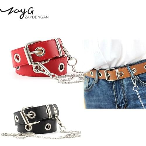 ZATG Punk Hip-hop Design Detachable Waist Belt Chain harajuku Trendy Women Belts Lady Fashion luxury leather Waistband Jeans