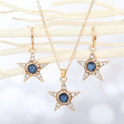 1Pair Bohemia Zircon Star Hoop Earrings For Women Wedding Jewelry Fashion Cute Crystal Star Geometric Necklace Choker Chain