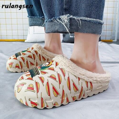 Winter Cotton Shoes Warm And Velvet Thickened Outer Slippers Outdoor Slippers New Mens Tide Couple Household Cotton Slippers