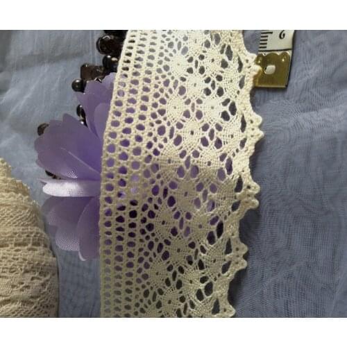 100% Cotton 4.5cm lace trimmings,beige color,garment accessories lace trims,XERY02065p