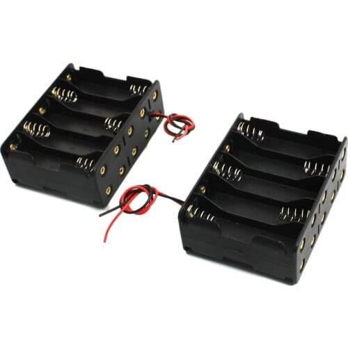 2 Pcs Black Plastic Battery Holder Case 10 x 1.5V AA