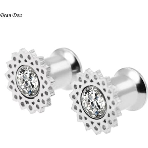 2pcs fashion flesh ear tunnels gauge plug earrings tragus expanders stretcher kit 6-16mm stainless steel body piercing jewelry