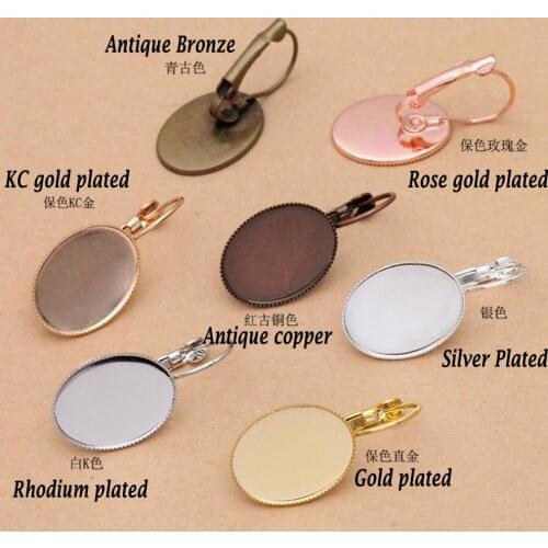 200pcs teeth blank leverback earrings hooks 10x14mm 13x18mm 18x25mm oval bezel blank earring base earring findings accessories