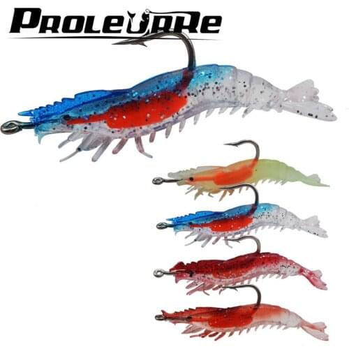 4pcs/Lot 5.5cm 2.8g Shrimp Worm Soft Bait Artificial Squid Prawn Lure with Lead Crank Hook Carp tay rubber fishing Tackle