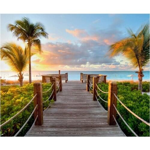 Diamond Paintings,Diamond Art Kits for Adults & Kids,Paint-By-Number Sets,Diamond Bead Art for Wall Decoration (Beach)