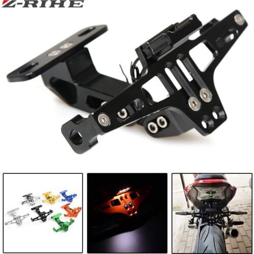 Motorbike Adjustable Angle Aluminum License Number Plate Holder Bracket For Yamaha R1 R6 R3 FZ1 FZ6 MT07 MT09 XJ6 TMAX 500 530