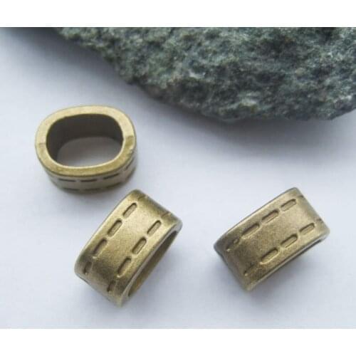 Free Shipping 10Pcs Antique Bronze 11*7.8mm Slider Spacer Beads For Licorice Leather Cords Bracelet Making