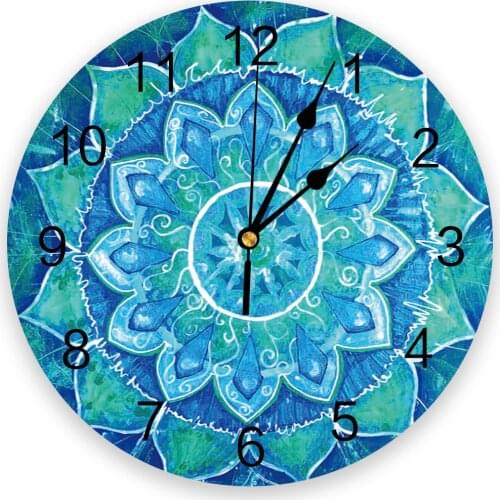Retro Mandala Flower Wall Clock For Home Decoration Living Room Quartz Needle Hanging Watch Modern Kitchen Clock