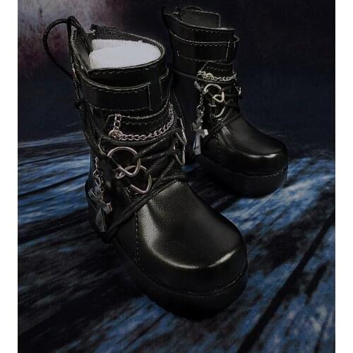 N01-X030 children handmade toy 1/3 1/4 Doll Accessories BJD/SD doll shoes punk Black strappy ankle boots 1 pair