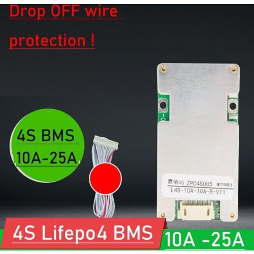 4S 12V 10A 15A 20A 25A Lifepo4 Lithium iron phosphate Battery Protection Board W Balance BMS Drop off wire protect Solar