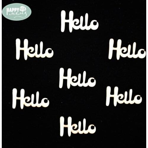 Happymems Wood Letters Hello 24pcs/lot Wall Stickers Embellishments Scrapbooking Household Natural Wooden DIY Shapes Craft Words
