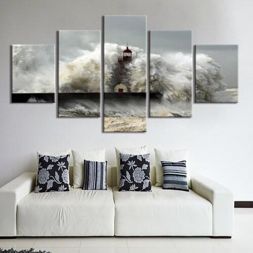HD Print Painting Modular Home Decor Pictures 5 Piece Seaside lighthouse Frame Wall Art Poster Modern Home Decoration Canvas