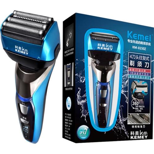 Kemei Floating Four-blade Electric Razor Waterproof LCD Display Trimmer 100-240V Speeding Beard And Stubble Shaving Machine 40D