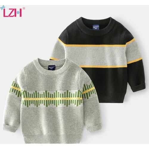 LZH 2021 New Baby Boys Sweaters Childrens Bottoming Shirt Autumn Winter Kids Clothes Fashion Stitching Tops For Boys 2-6 Years