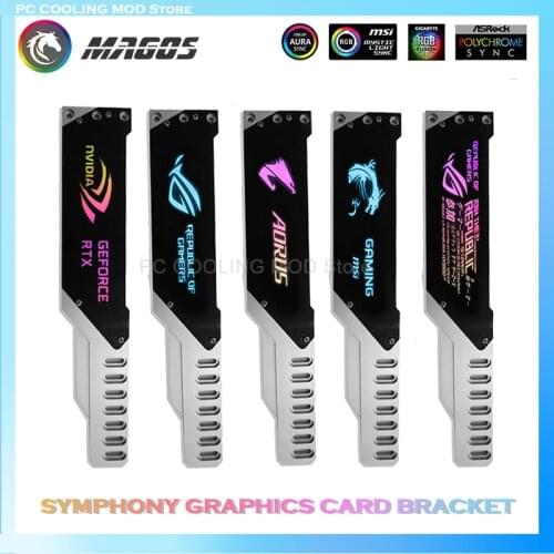 GPU Holder Bracket Aluminum Alloy Graphics Card Jack 5V 3PIN ARGB/ 12V 4PIN RGB VGA Frame NVIDIA ROG AORUS AURA SYNC Symphony