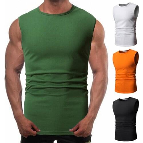 40%HOTSleeveless Tank Tops Breathable Soft Cotton Round Neck Sleeveless Workout T Shirts for Men