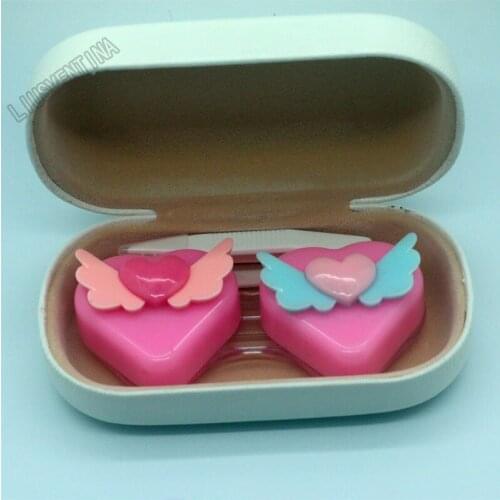 LIUSVENTINA Hot Sale Portable DIY Resin Cute Flying Love Combo Contact Lens Case Box Container for Color Lenses Gift for Girls