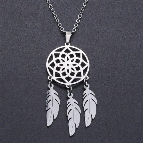 Dream Catcher Stainless Steel Charm Necklace for Women Fashion Jewelry Necklaces Wholesale Dropshipping Accept OEM Order