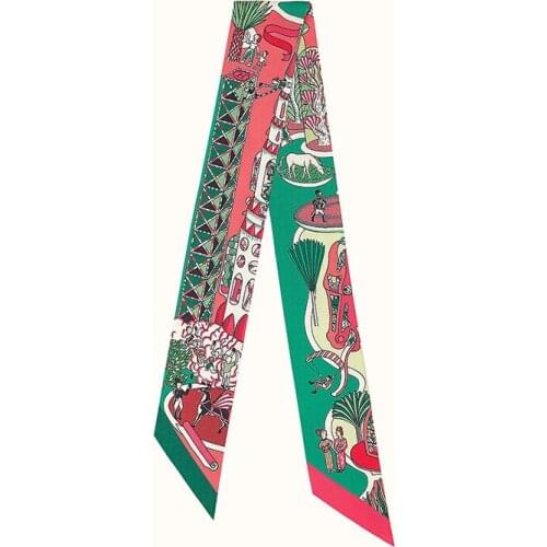 Fashion Bag Scarf World Expo Printed Ladies Scarf Luxury Long Slim Headband Simulation Silk Scarf Small Ribbon Scarf Turban BS34