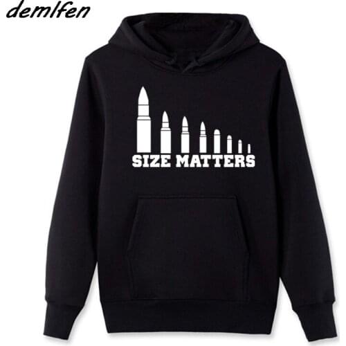 Spring Autumn Fashion Men Hoody Fleece Sweatshirt Size Matters Bullets Funny Gun Rights Hoodies Huntings Father Gift Jacket Coat