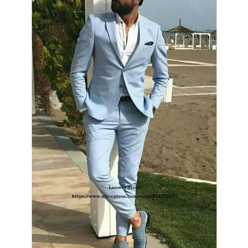 Mens Suits Fashion Casual Notched Lapel 2 Piece Sets Formal Business Blazer Wedding Groom Tuxedo Terno Masculino Jacket+Pants