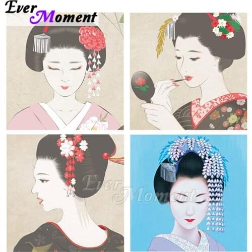 Ever Moment Diamond Painting Mosaic Cross Stitch Kits Embroidery Home Decor Japanese Style Kimono Beauty Girl DIY ASF2340