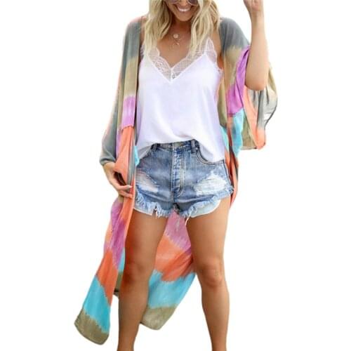 2020 New Cover-ups Summer Women Beach Wear Tie Dye Print Tunic Dress Bikini Bath Sarong Wrap Skirt Swimsuit Cover Ups