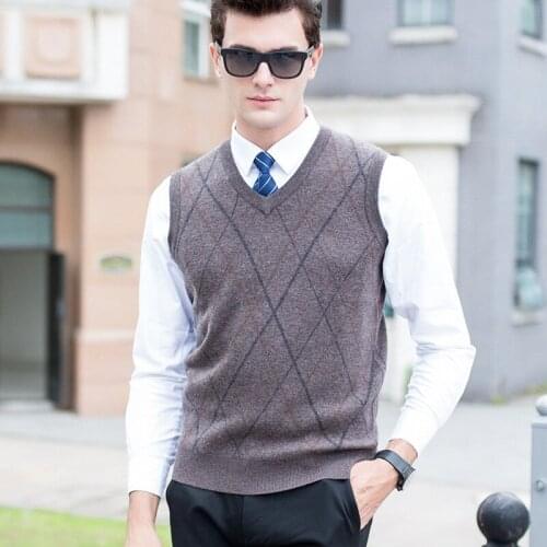 New arrival Pure Wool Male Sweater Winter Casual Computer Knitted V-neck Vest, Sleeveless fashion high quality size S M L XL XXL