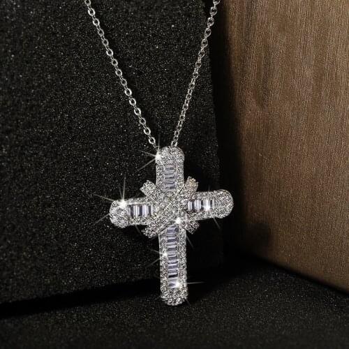 925 Silver Necklace Diamond Cross Pendants for men Christmas Zirconia Silver Jewelry Bijoux Femme Bizuteria Pendants for Women