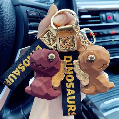 Nordic Style Dinosaur Keychain Fashion Car with Key Bag Pendant Couple Accessories Creative Gifts