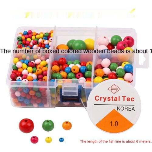Boxed fish line colorful wooden beads combination set DIY jewelry beaded material evil eye charms for jewelry making