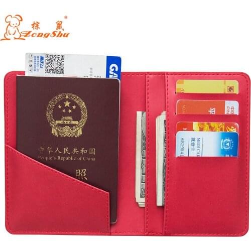Russian Red Complex Double-Headed Eagle Pu Leather Litchi Passport Holder Built In Rfid Blocking Protect Personal Information