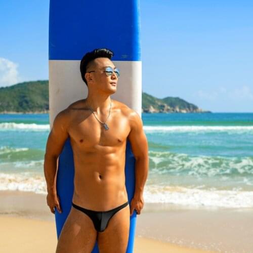 SD665 solid dark blue black sexy gay men swimwear bikinis hot beach shorts swim briefs swimming trunk low waist men swimsuits