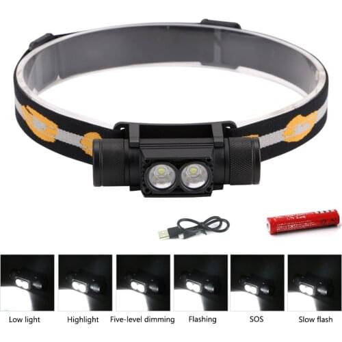 Sanyi XM-L2 LED Headlamp USB Charging Interface Cycling Headlight 6 Modes Dimming 18650 Head Torch Camping Fishing Head Lantern