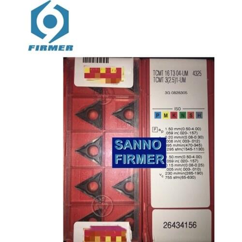 Original Carbide Inserts 50pcs Lathe Inserts TCMT16T304-UM TCMT16T308-KR TCMT16T312-MM 4225/4235/4325 Metal Cutter Turning Tool