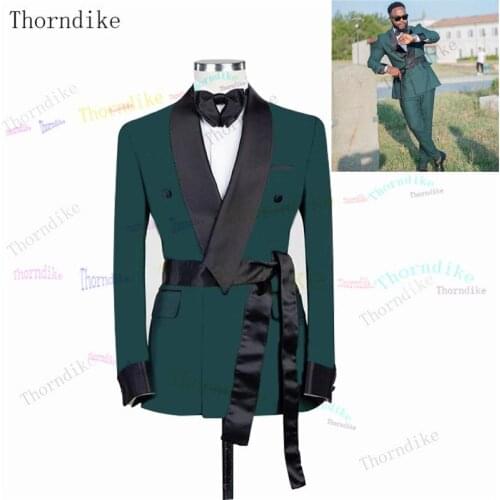 Thorndike New Arrival Groomsmen Groom Tuxedos Velvet Lapel Men Suits Wedding Best Man Blazer( Jacket+Pants )