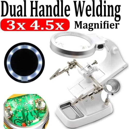 Magnifying Glass Rotatable Soldering Iron Station Stand Welding Clip Clamp 3 Hand Helping Desktop Magnifier Soldering RepairTool