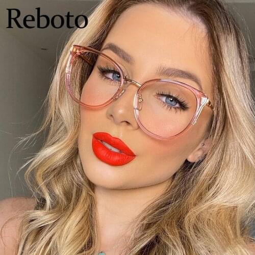 Female Round Eyeglasses Anti Blue Light Pink Transparent Womens Glasses Frame Fashion Brand Spectacles Prescription Lens óculos