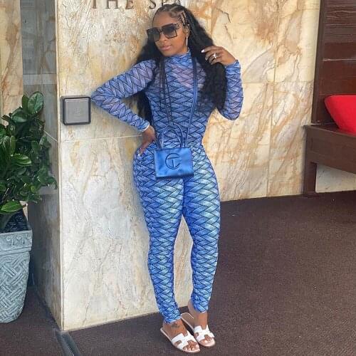 Aesthetic Print Rompers Womens Jumpsuit Streetwear Long Sleeve Turtleneck One Piece Overall Hipster Female Bodycon Club Outfit