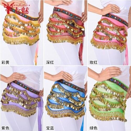Womens Belly dance costume waist chain tribal color diamonds gold coin waist belt indian clothing hip scarf gypsy skirts belts